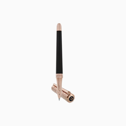 ST Dupont Rollerball Pen - Libert? - Black Lacquer & Rose Gold Trim