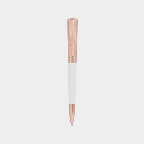 ST Dupont Ballpoint Pen - Liberté - White Lacquer & Rose Gold Trim