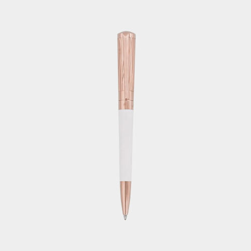 ST Dupont Ballpoint Pen - Libert? - White Lacquer & Rose Gold Trim