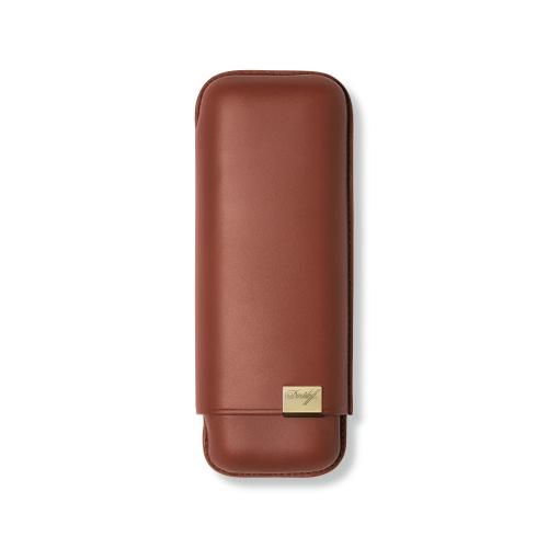 Davidoff XL-2 Leather Cigar Case - 2 Cigars RG 60 - Brown & Gold
