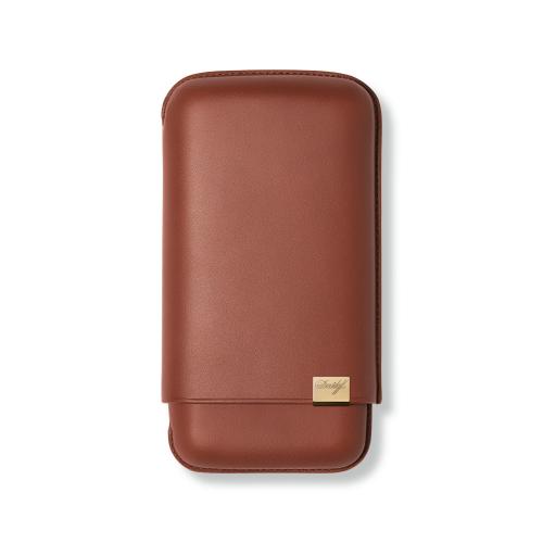 Davidoff XL-3 Leather Cigar Case - 3 Cigars RG 60 - Brown & Gold
