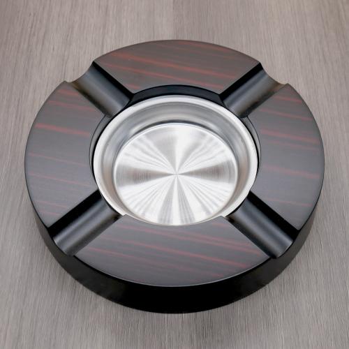 Round Ebony Matte Cigar Ashtray - 4 Rest