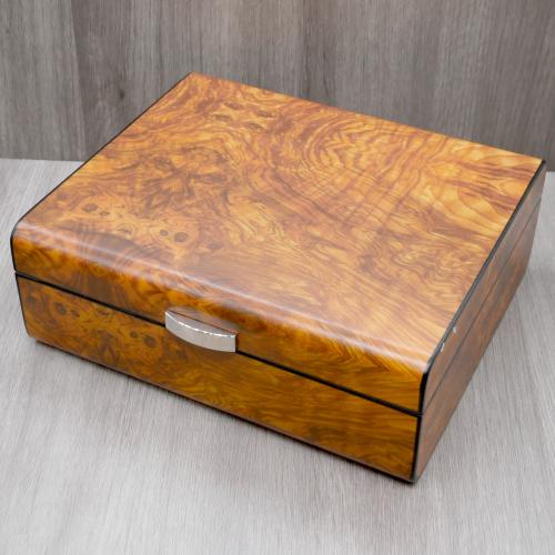 Elm Burl Wood Finish Humidor - 25 Cigar Capacity