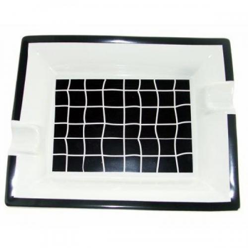 Ceramic Two Rest Cigar Ashtray - Black And White Check