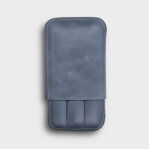 Recife Chicago Blue Label Leather Cigar Case - 3 Cigar Capacity