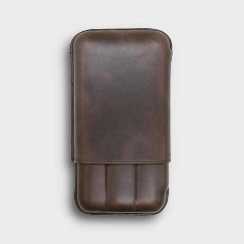 Recife Chicago Bourbon Leather Cigar Case - 3 Cigar Capacity
