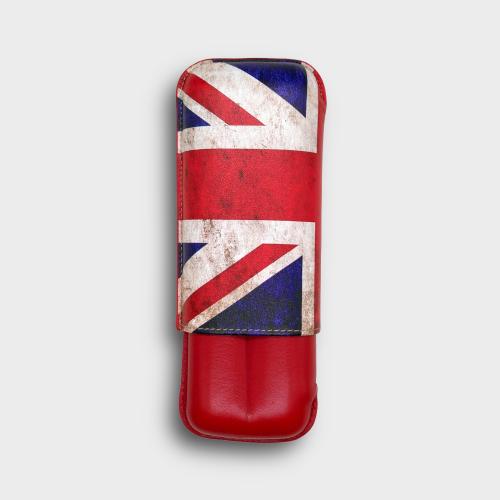 Recife Special Edition Union Jack Flag Base Poppy Red Cigar Case - 2 Cigar Capacity