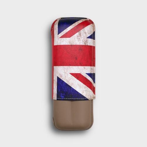 Recife Special Edition Union Jack Flag Base Cosy Cashmere Cigar Case - 2 Cigar Capacity