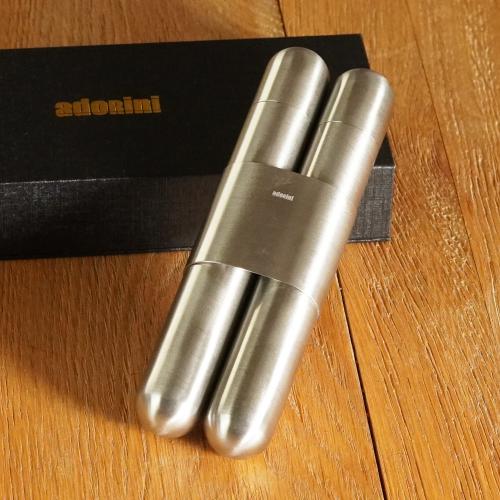Adorini Double Cigar Case - Satin Cedar Finish - Fits 2 Cigars (AD105)