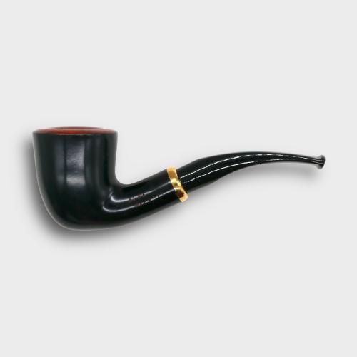 Aldo Morelli Fiorita Black 510 Smooth 9mm Filter Bent Fishtail Pipe (AMF189)