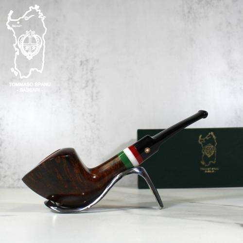 Tommaso Spanu Briar F Tricolour Bent Fishtail Pipe (ART303)