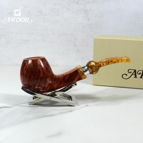 Ardor Giove Apple Amber Acrylic Pennellessa Mouthpiece Fishtail Pipe (ART329)