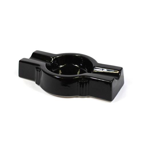 Angelo Ceramic Cigar Ashtray - 2 Cigar Rests - Black