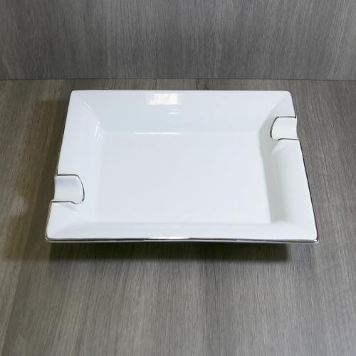 White & Silver 2 Position Ceramic Cigar Ashtray