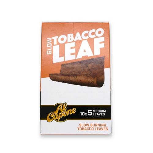 Al Capone 100% Tobacco Leaf Wrap - Glow - Box of 10 Packs of 5 Medium Leaves
