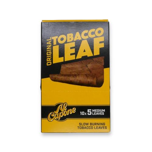 Al Capone 100% Tobacco Leaf Wrap - Original - Box of 10 Packs of 5 Medium Leaves