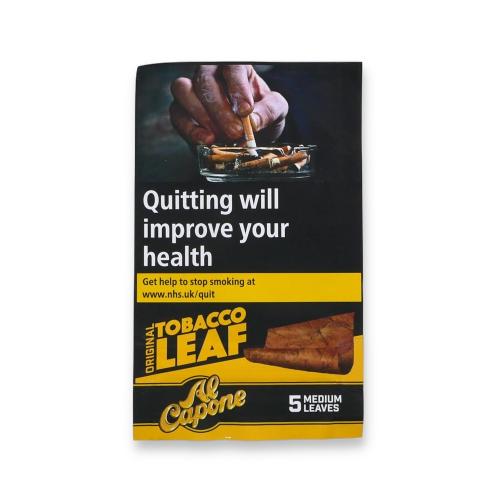 Al Capone 100% Tobacco Leaf Wrap - Original - 1 Pack of 5 Medium Leaves