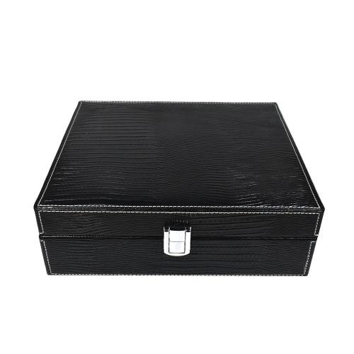 FATHERS DAY - Prestige Alligator Motif Leather Humidor & Starter Set - Black -  20 Cigar Capacity