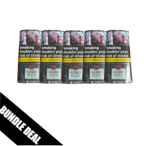 BUNDLE DEAL - Alsbo Black Pipe Tobacco - 5 x 50g Pouch