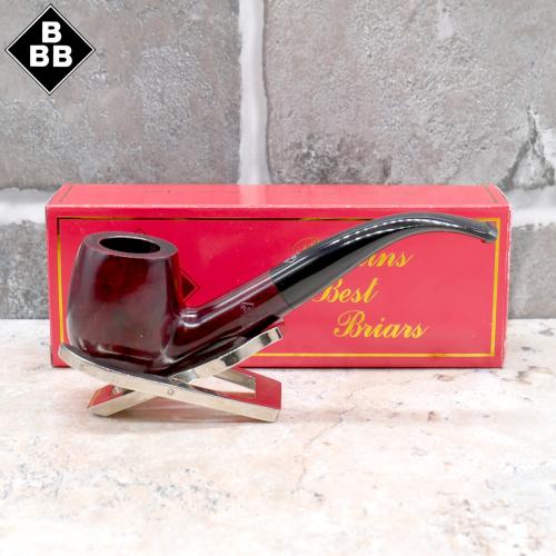 BBB Minerva 300 Smooth Ruby Billiard Full Bent Briar Metal Filter Fishtail Pipe (BBB209)