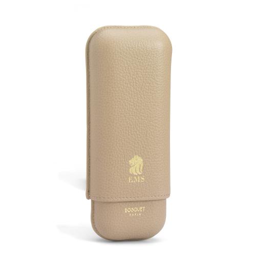 Bosquet Paris EMS Leather 2 Finger Cigar Case - Piedra - Fits 2 Cigars