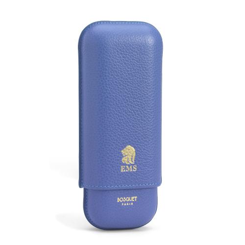 Bosquet Paris EMS Leather 2 Finger Cigar Case - Sky Blue - Fits 2 Cigars