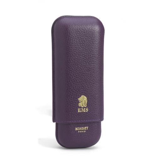 Bosquet Paris EMS Leather 2 Finger Cigar Case - Violet - Fits 2 Cigars
