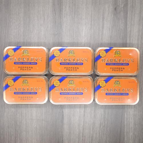 Barkleys Gourmet Mints - Pepper & Peach Tin - 6 x 50g (300g)