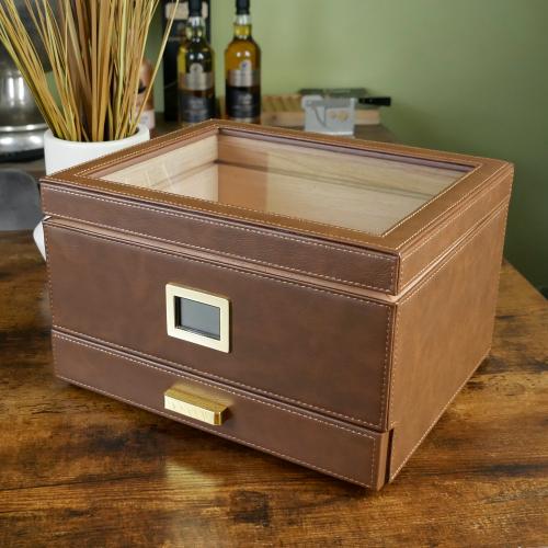 Klaro Belmont Glass Top Cigar Humidor - 90 Cigar Capacity (End of Line)