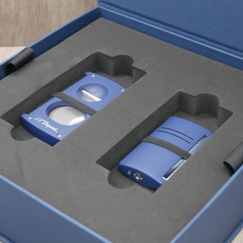 ST Dupont Maxijet Lighter & Cigar Cutter Set - Matte Blue (Discontinued)