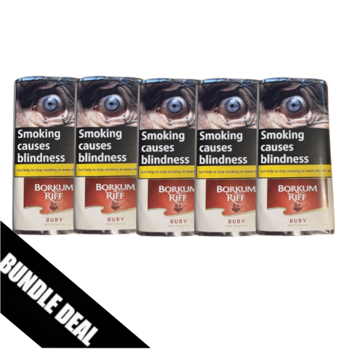 BUNDLE DEAL - Borkum Riff Ruby (Formerly Cherry Cavendish) Pipe Tobacco - 5 x 50g Pouch