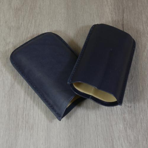 Artamis Robusto Navy Leather Cigar Case - Fits 2 Cigars