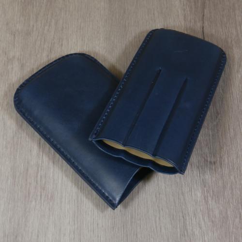 Artamis Corona Navy Leather Cigar Case - Fits 3 Cigars