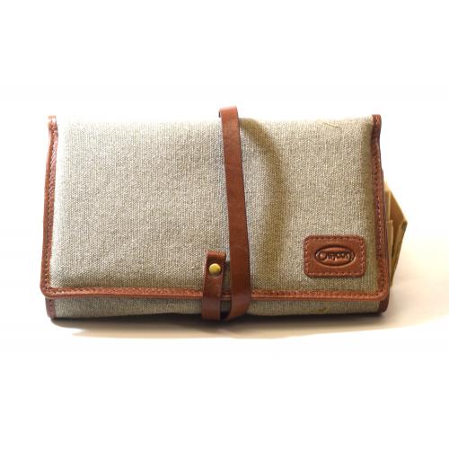 Chacom Roll Up Pouch for 2 Pipes With Pouch - Leather and Canvas