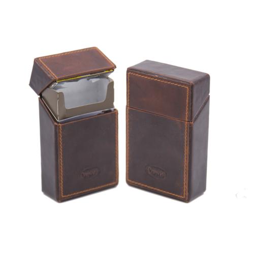 Chacom Leather Cigarette Case for Kingsize Cigarettes - Vintage Brown