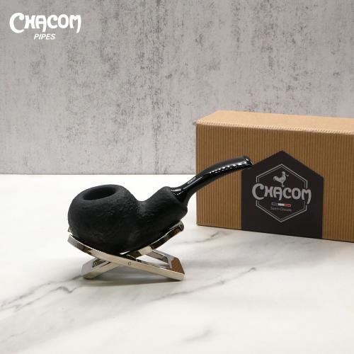 Chacom Reverse Calabash Sandblast Black Bent Fishtail Pipe (CH445)