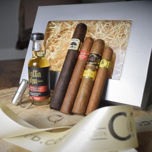 Cigar Lovers Gift Box Sampler - 4 Cigars 1 Accessory & 1 Miniature