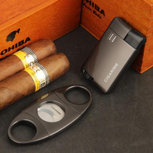 Cigarism Jet Flame Lighter & Cutter Gift Set - Gun Metal