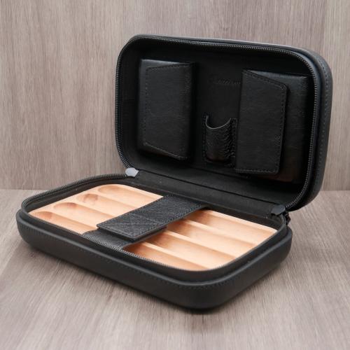 Cigarism Genuine Leather Cigar Travel Case 4-5 Cigar Capacity - Black