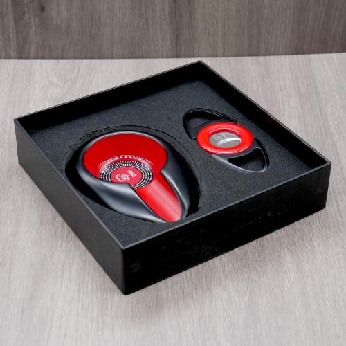 Chacom CIG-R Cigar Cutter & Ashtray Set - Black & Red