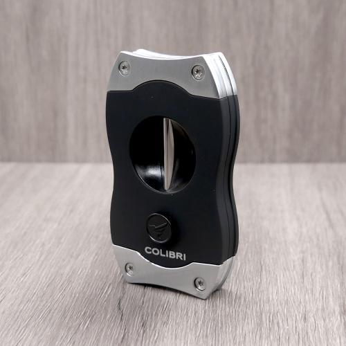 Colibri V-Cut Cigar Cutter - Black and Brushed Chrome
