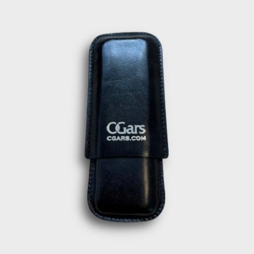 GBD Leather Cigar Case - Two Corona - Black With CGars Logo