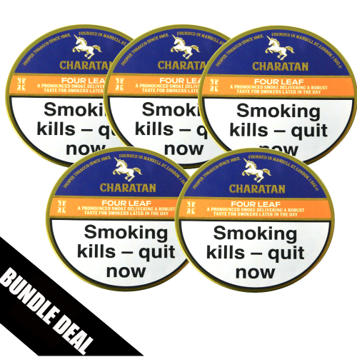 BUNDLE DEAL - Charatan Four Leaf (Formerly Light Wood & Spice) Pipe Tobacco - 5 x 50g Tin