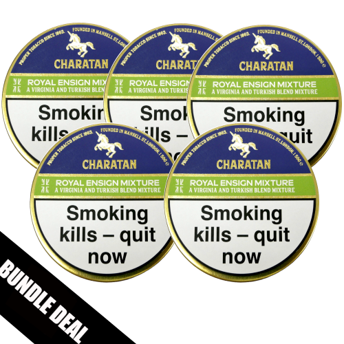 BUNDLE DEAL - Charatan Royal Ensign Mixture (Formerly Prune & Nuts) Pipe Tobacco - 5 x 50g Tin