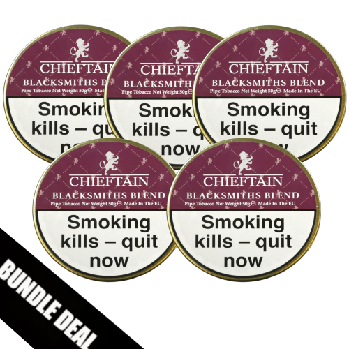BUNDLE DEAL - Chieftain Blacksmiths Blend (Formerly Wood & Spice) Pipe Tobacco - 5 x 50g Tin