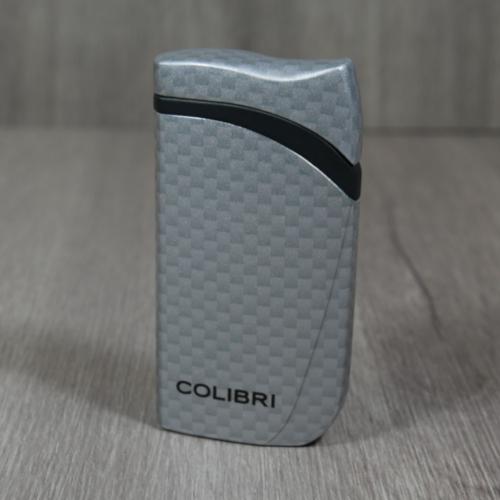 Colibri Falcon Carbon Fibre Single Jet Flame Lighter - Silver