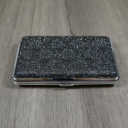 Cigarette Case - Glitter - Holds 20 Kingsize Cigarettes - Black