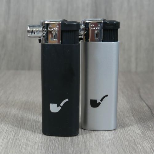 Cool Fixed Head Refillable Piezo Pipe Lighter - Silver & Black - Lucky Dip