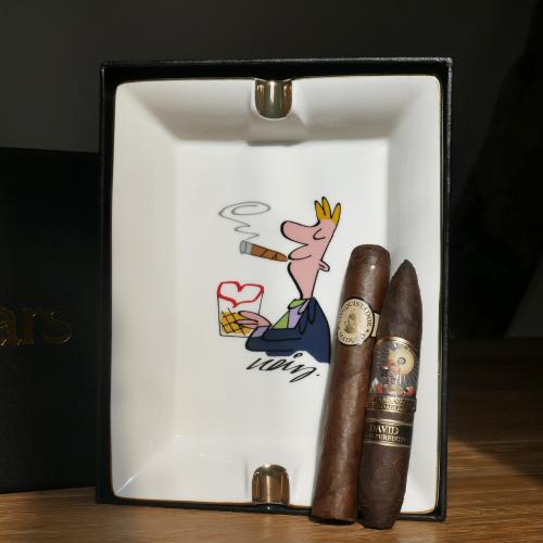 CGars Ltd Cigar Ashtray - Cuban Smoker Sampler - 2 Cigars and Ashtray