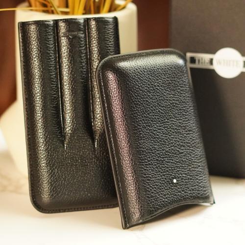 Dunhill White Spot Cigar Case Corona Extra - Black - Fits 3 Cigars